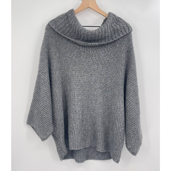 LOFT Sweaters - LOFT Loose Fit Chunky Knit Gray Sweater XL Cowl Neck Dolman Pullover Wool Blend